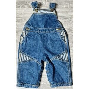 Vintage Montgomery Ward 80's denim overalls w/ stripes. Infants Size 6-9 mos EUC